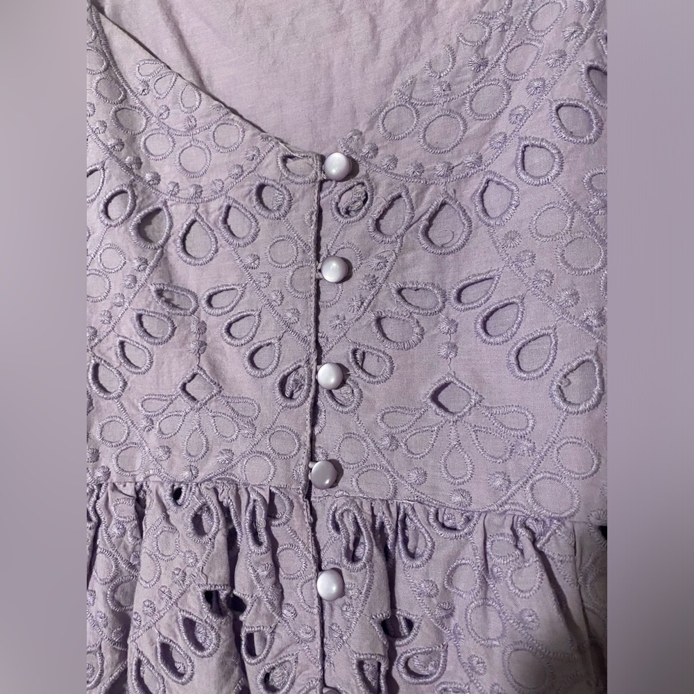 J.Crew Lace Tie Strap Tank 100% Cotton - Lavender - Size 4 - Picture 4 of 5